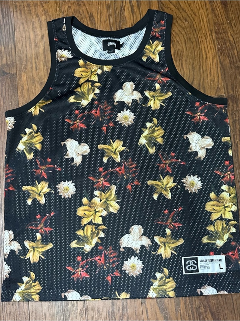 Stüssy Floral Print Mesh Tank Top men’s large